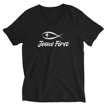 Load image into Gallery viewer, Jesus First Unisex Short Sleeve V-Neck T-Shirt